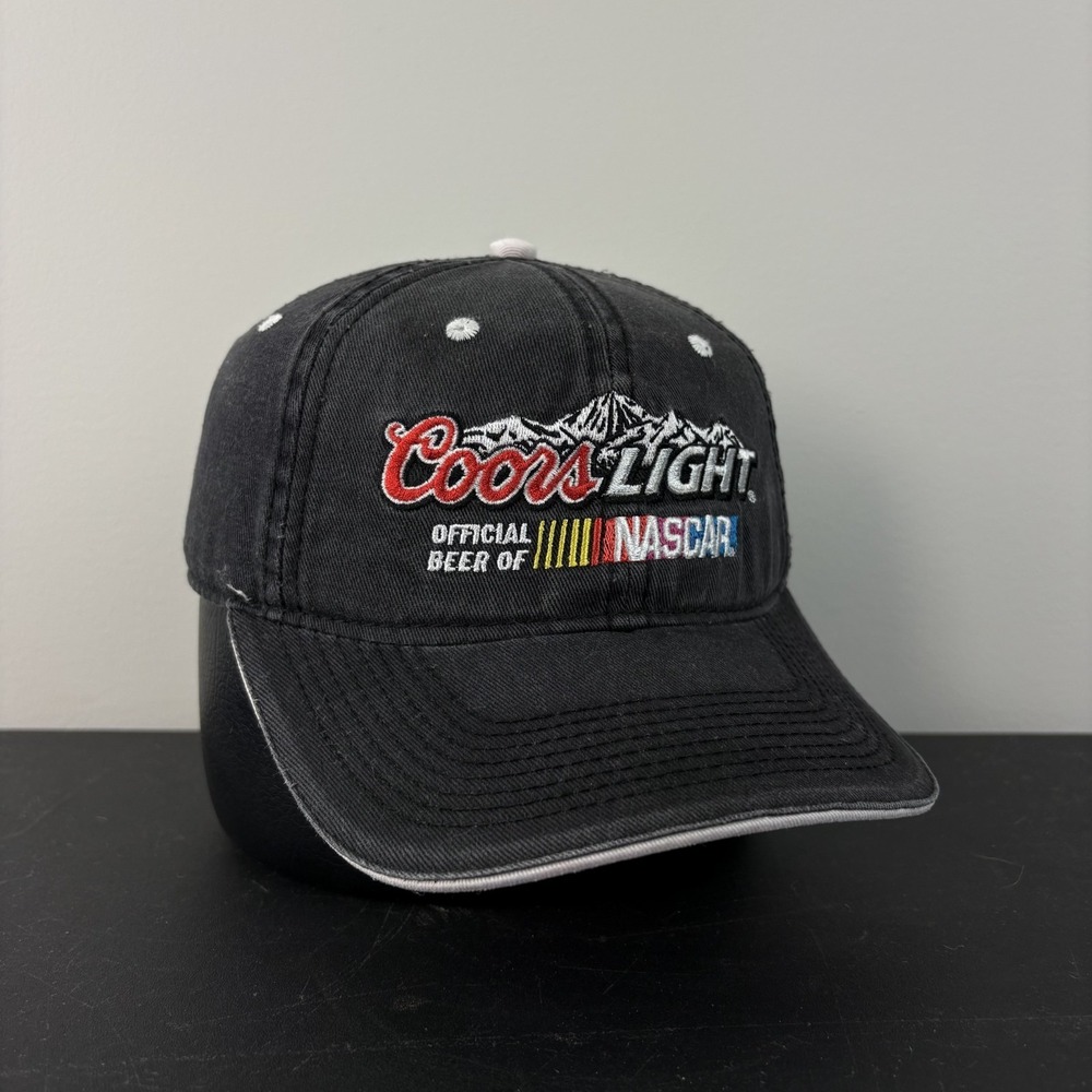 Vintage Y2K Coors Light Nascar Racing Hat Black Faded Cap Strapback Adjustable